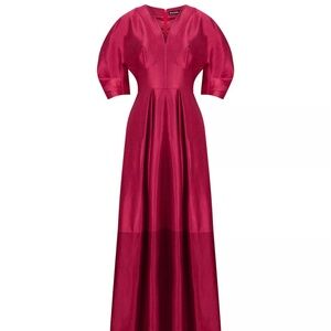 Women's Balloon Sleeve Satin Midi Dress